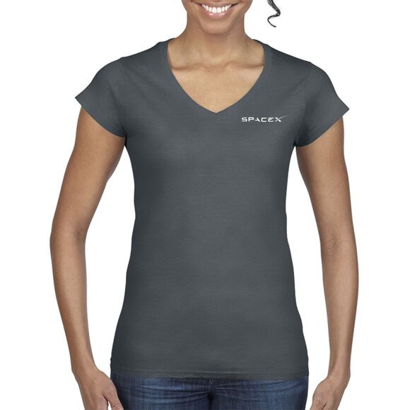 SPACEX Official Merch V-Neck Logo T-shirt in Space Gray - Picture 2 of 6